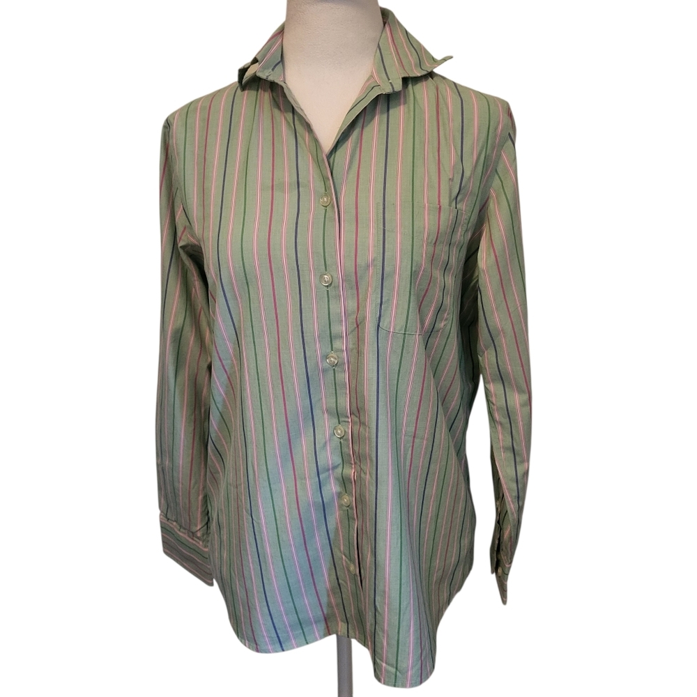 Lands End Button Down Shirt Green sz 4P